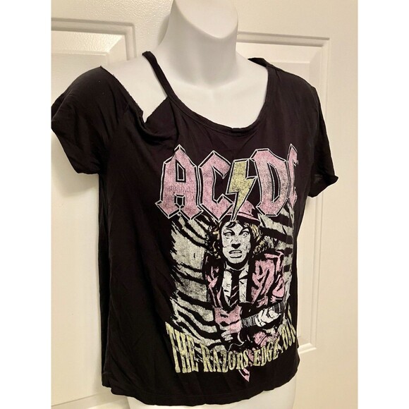 Recyled Karma Black AC/DC "The Razors Edge Tour" graphic tee - Rock  XS Small - Picture 1 of 4